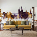 Iowa City Skyline Purple & Gold Mural Wallpaper - room preview 03