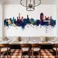 Lugano Switzerland Skyline Blue & Bronze Mural Wallpaper - room preview 03