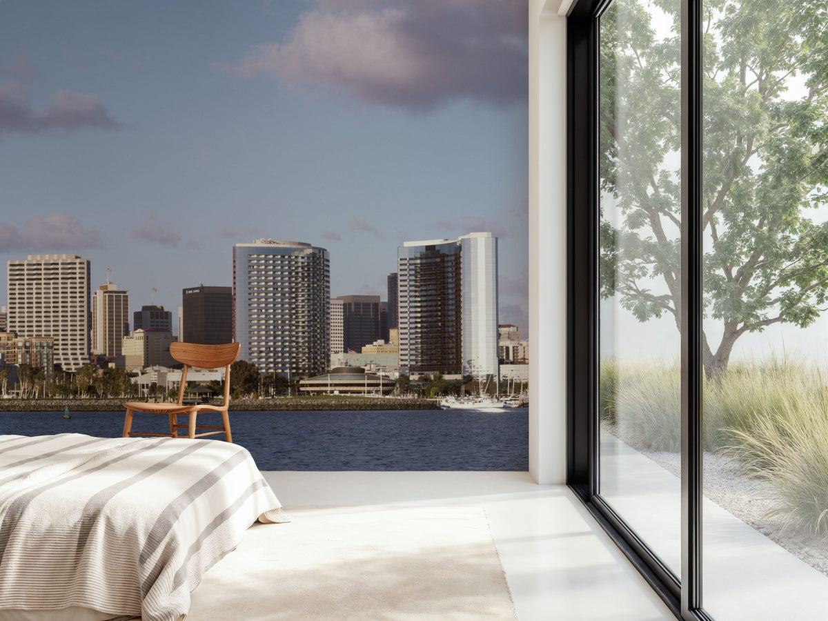 Boston Harbor Twilight Panorama II Mural Wallpaper - room preview 03