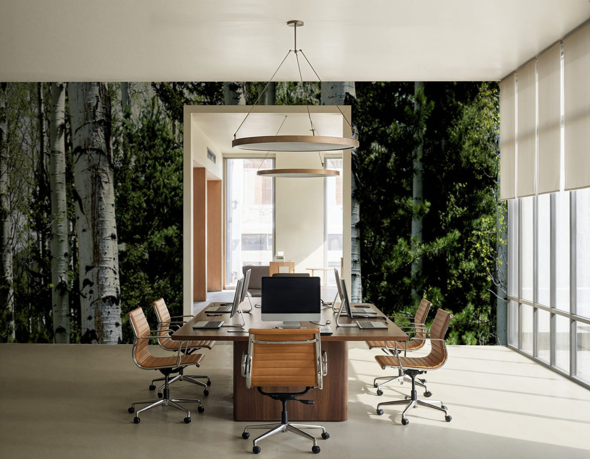Luminous Birch Mural Wallpaper - room preview 03