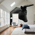 Longhorn Sunset Graze BW Mural Wallpaper - room preview 03