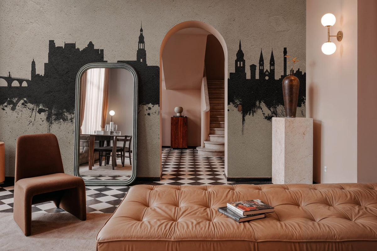 Heidelberg Germany Skyline Concrete Mural Wallpaper - room preview 03
