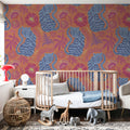 Painterly Tigers Orange Mural Wallpaper - room preview 03