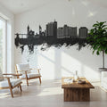 Portland Maine Skyline Black & White Mural Wallpaper - room preview 03