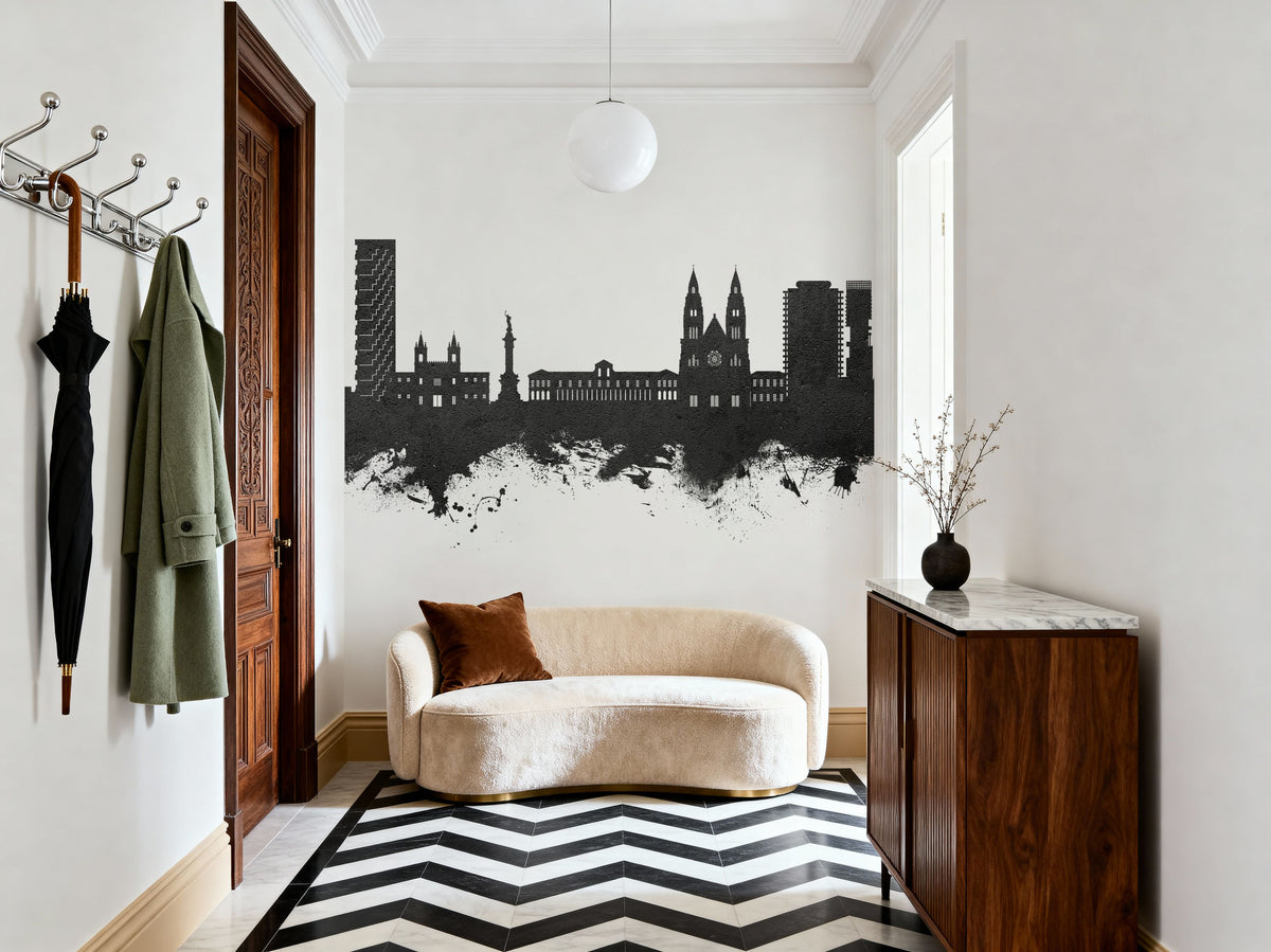 Quito Ecuador Skyline Black & White Mural Wallpaper - room preview 03