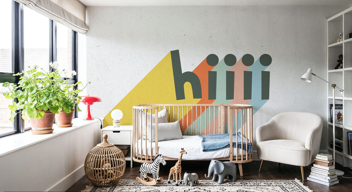 Hiiii Rainbow Mural Wallpaper - room preview 03