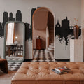Dayton Ohio Skyline Black & White Mural Wallpaper - room preview 03
