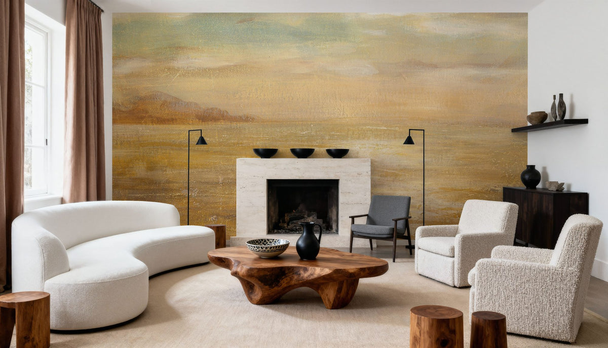 Serene Sea II Gold Mural Wallpaper - room preview 03