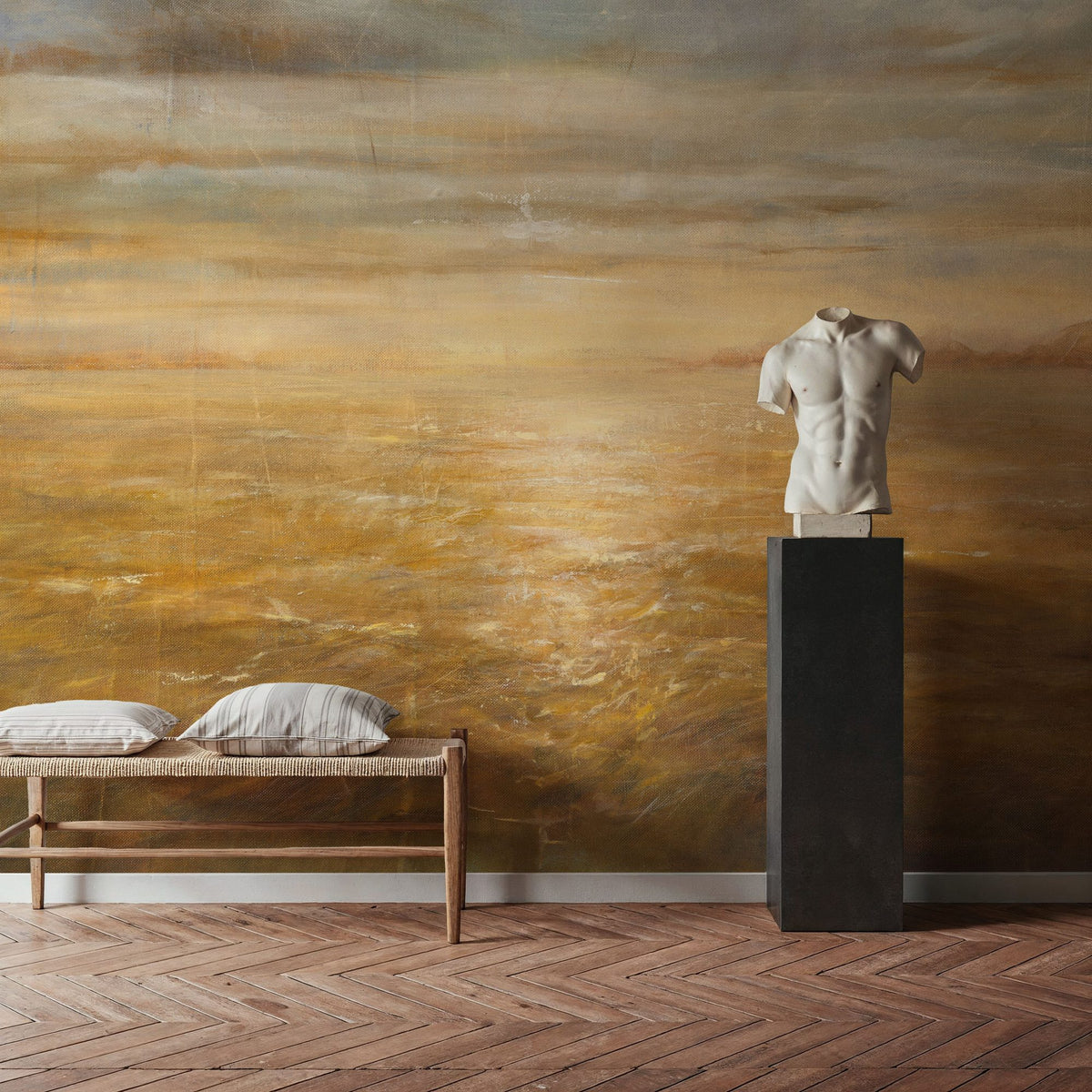 Serene Sea I Gold Mural Wallpaper - room preview 03