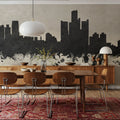 Detroit Michigan Skyline Concrete Mural Wallpaper - room preview 03