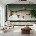 Rainbow Trout Birch Border Mural Wallpaper - room preview 03