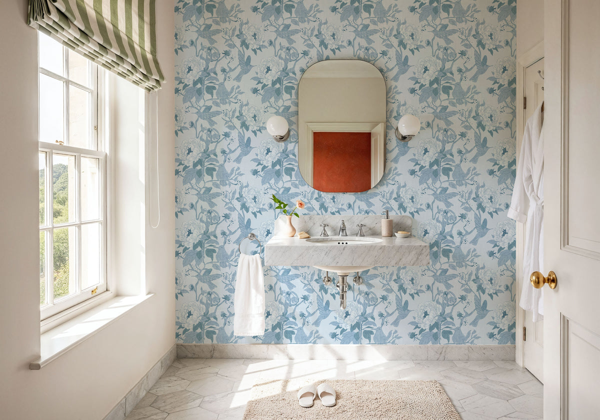 Peony Toile, Sky Mural Wallpaper - room preview 03