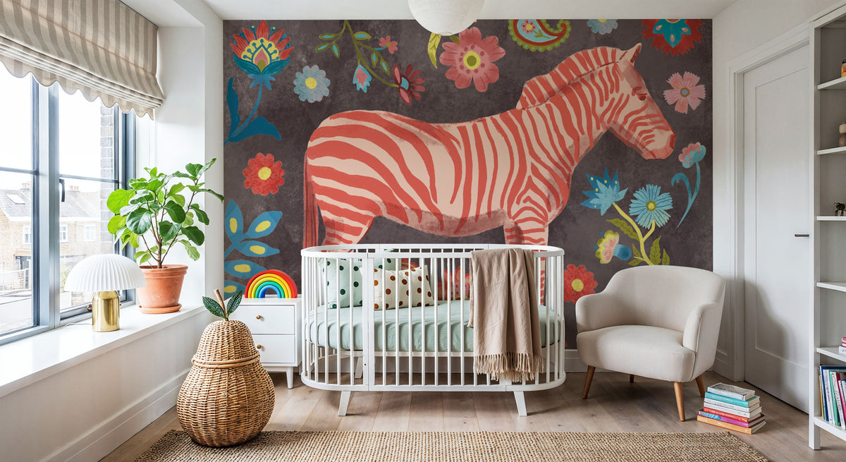 Zebra of the Jungle Mural Wallpaper - room preview 03