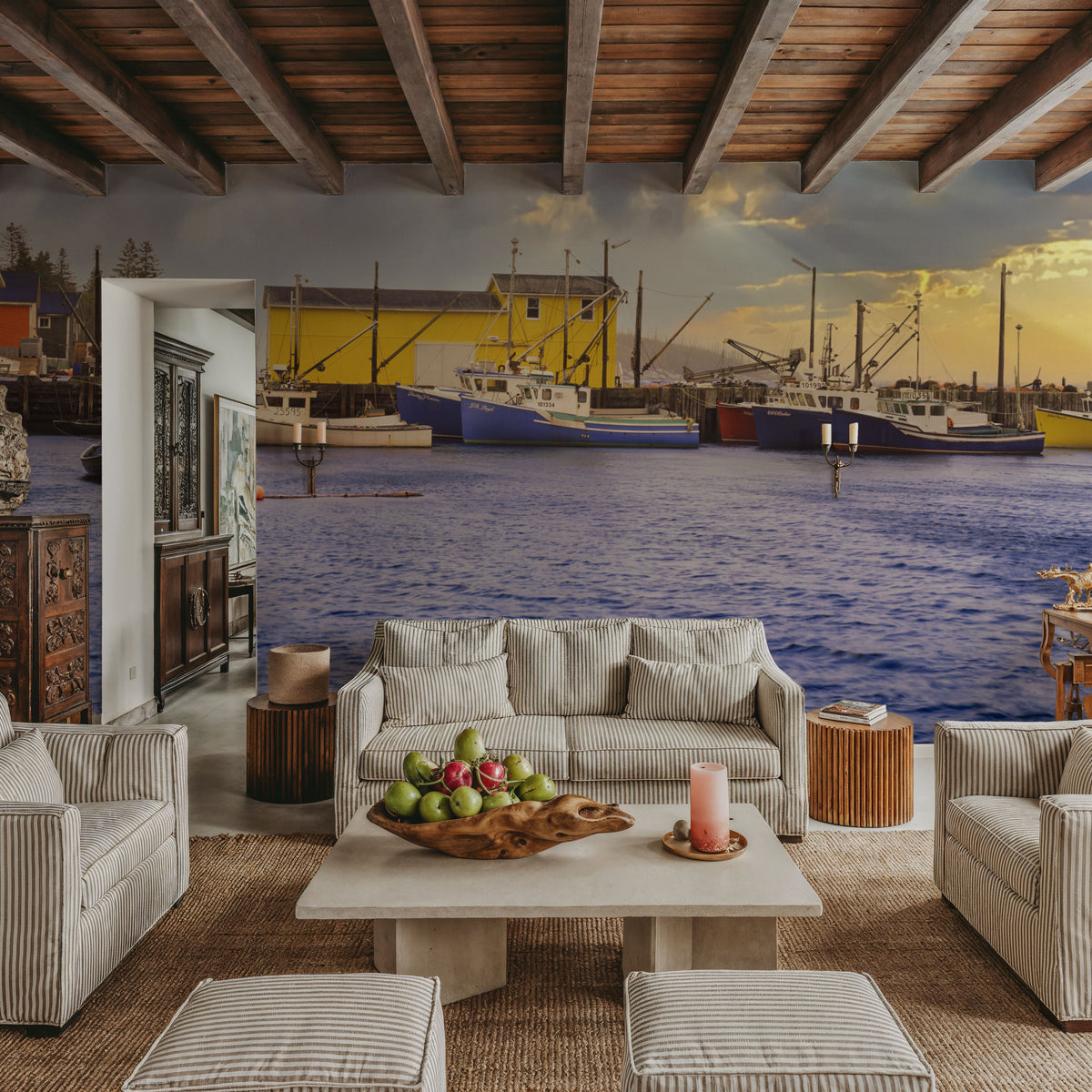 Lobster Fishing Harbour Mural Wallpaper - room preview 03