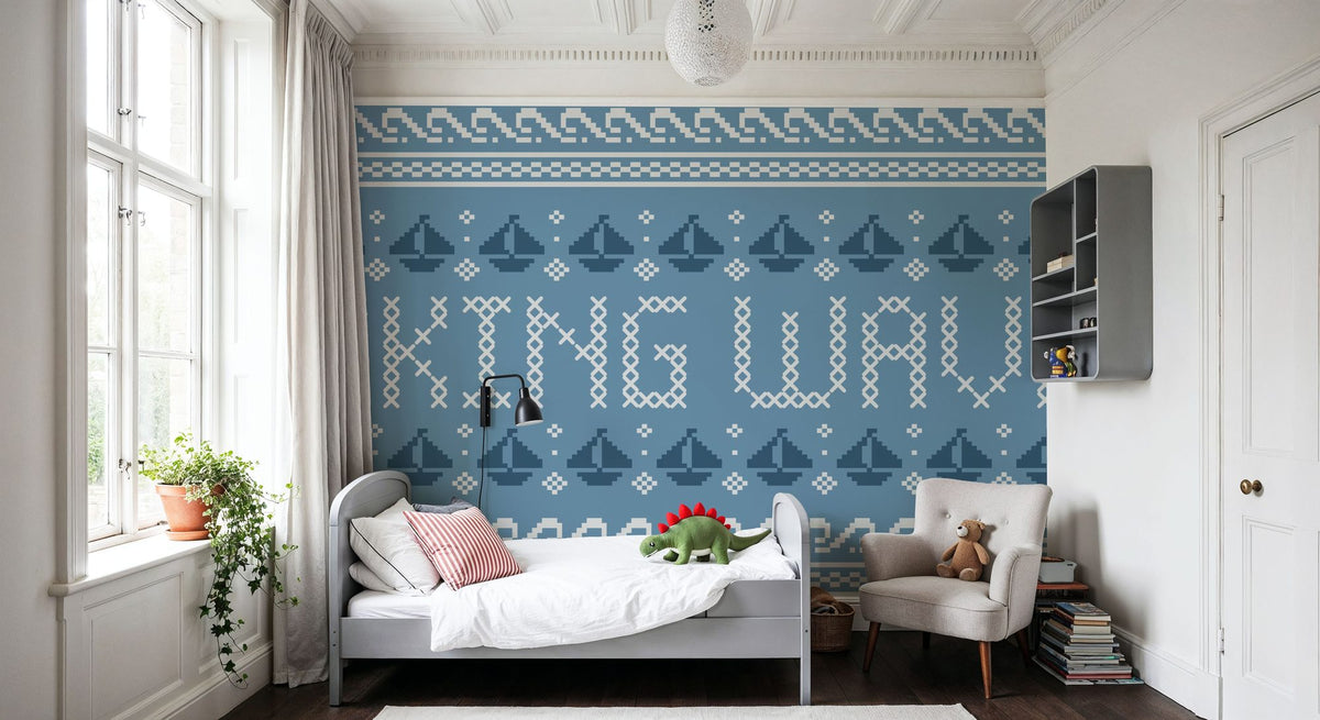 Coastal Cross Stitch I Mural Wallpaper - room preview 03