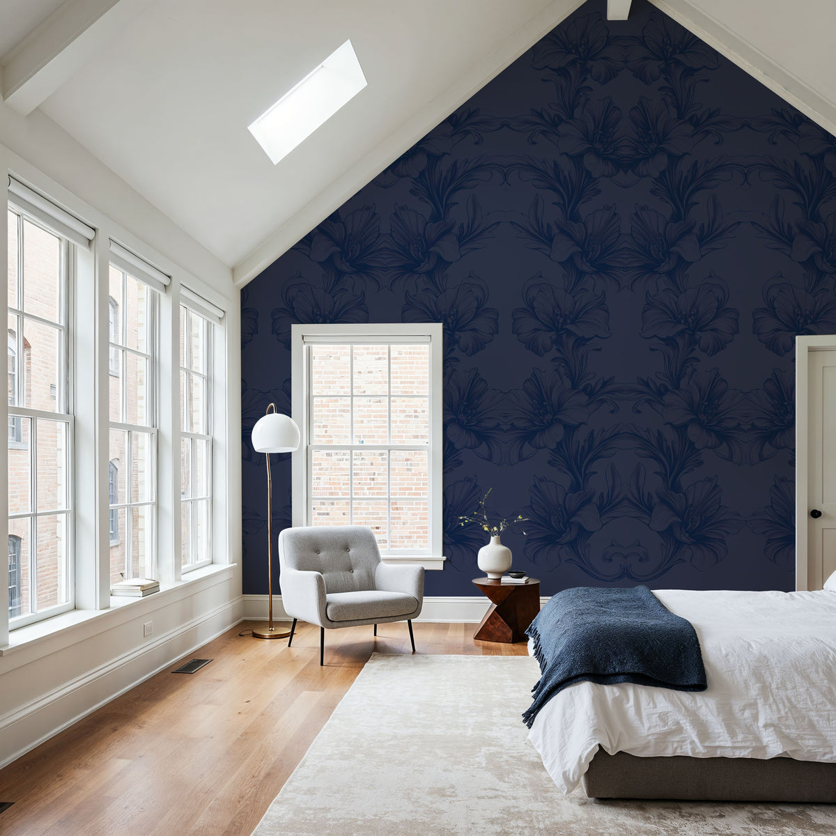 Flower Bridges Blue Mural Wallpaper - room preview 03