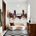 Sunderland England Skyline Purple & Gold Mural Wallpaper - room preview 03