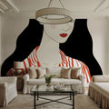 Woman in Striped Blouse I Mural Wallpaper - room preview 03