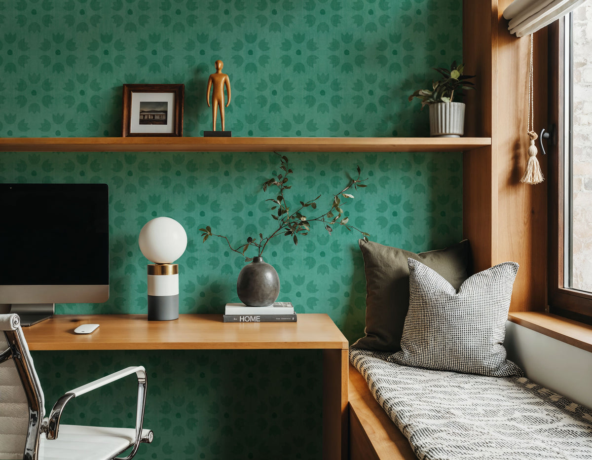 La Vida Flowers Blue Mural Wallpaper - room preview 03