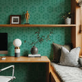 La Vida Flowers Blue Mural Wallpaper - room preview 03