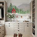 Winter Village Folk Mural Wallpaper - room preview 03