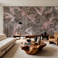 Peony Study - Ash and Pink Mural Wallpaper - room preview 03