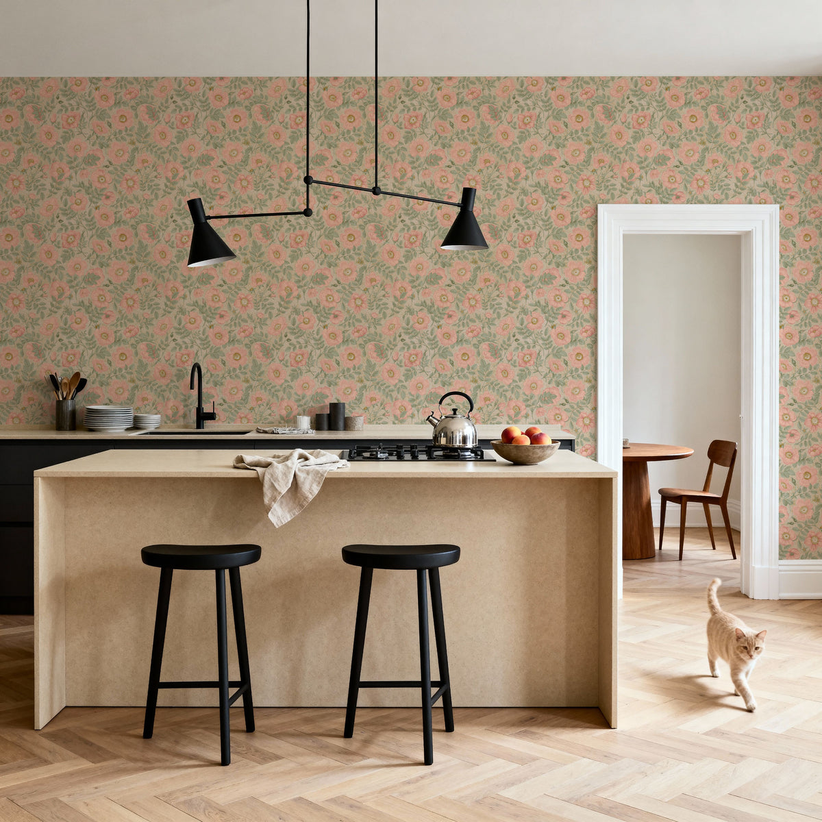 Rugosa Rose Mural Wallpaper - room preview 03