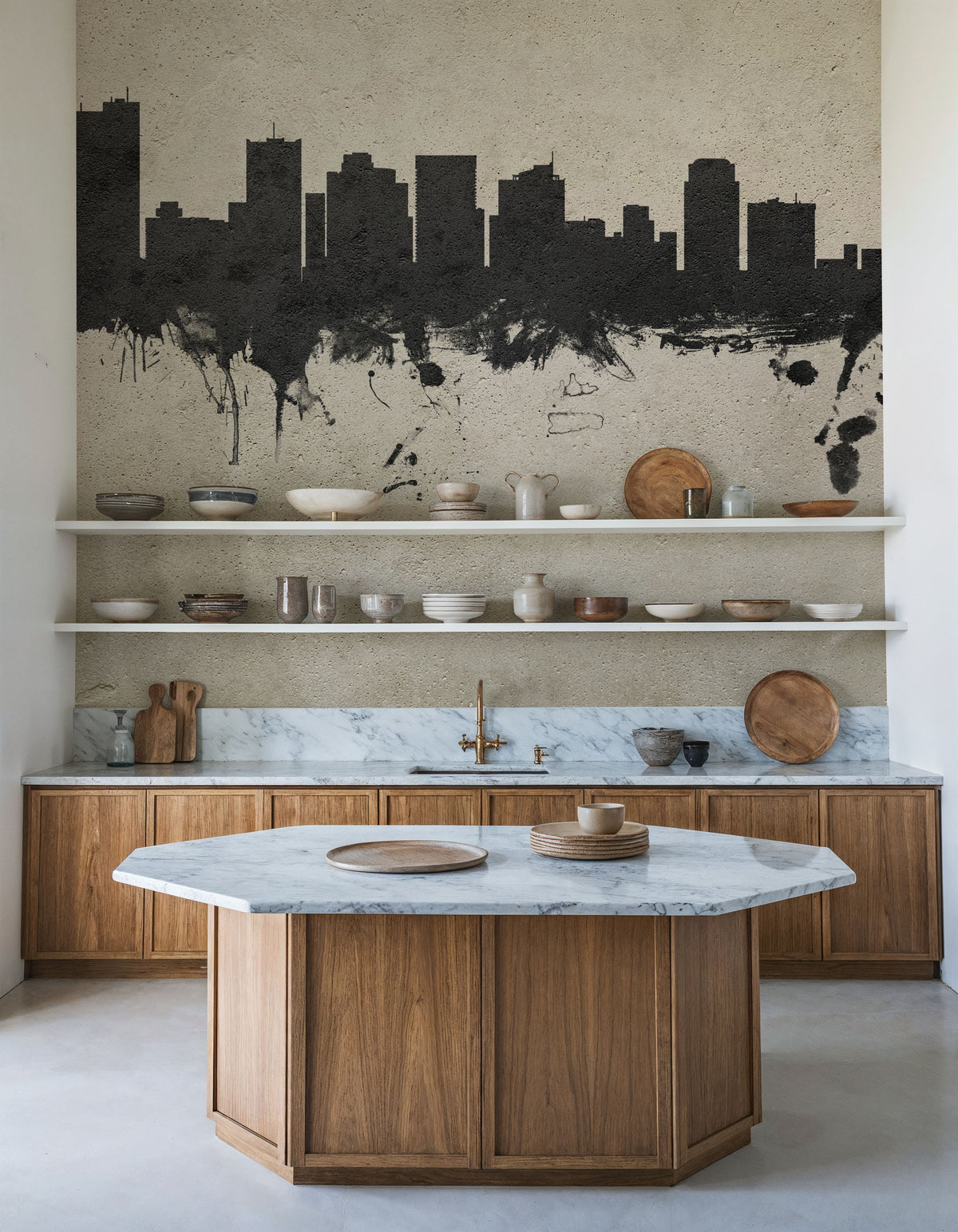 Phoenix Skyline Concrete Mural Wallpaper - room preview 03