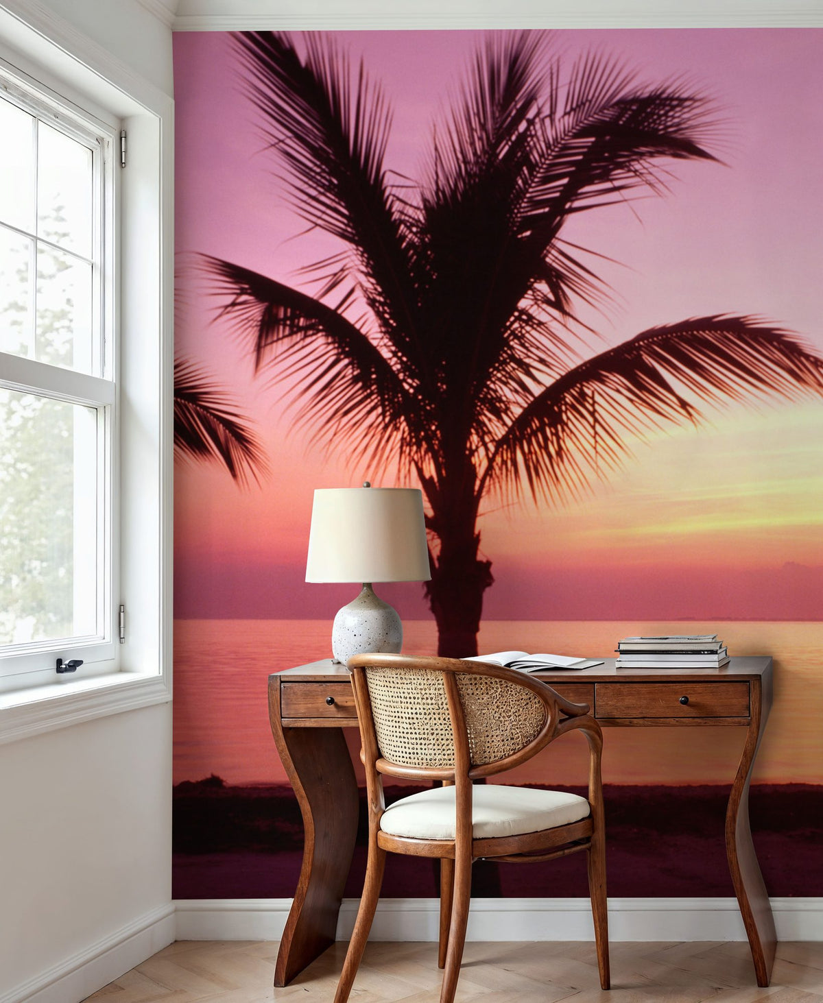 Tropical Twilight Silhouette Mural Wallpaper - Red Tone - room preview 03