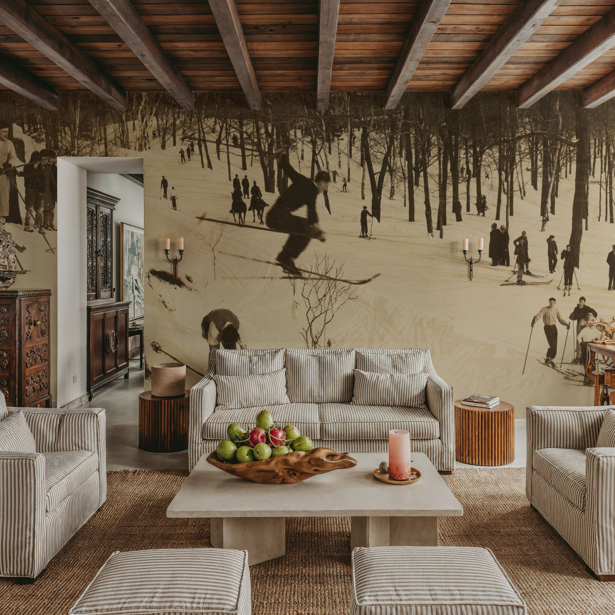 Vintage Skiing Mural Wallpaper - room preview 03