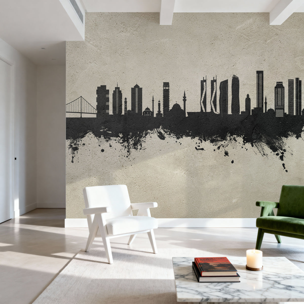 Izmir Turkey Skyline Concrete Mural Wallpaper - room preview 03