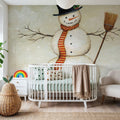 Deck the Halls Snowman Mural Wallpaper - room preview 03