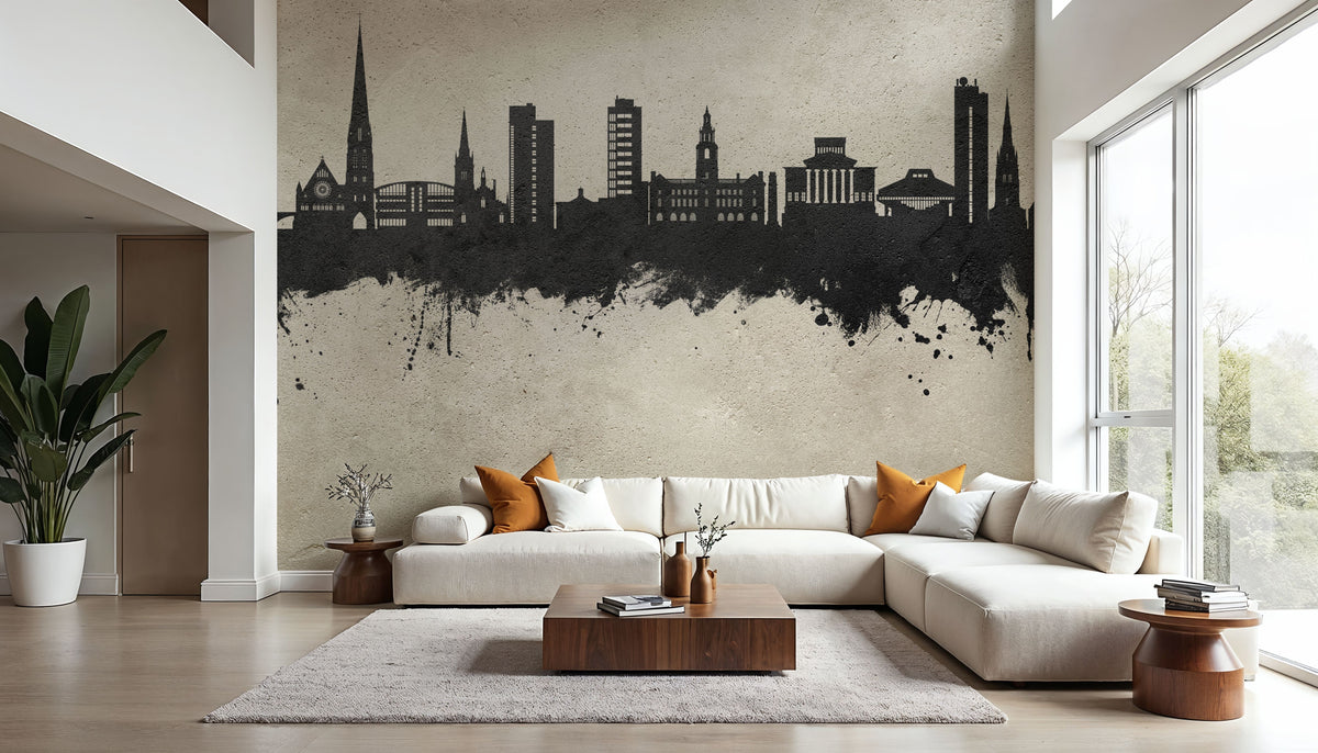 Preston England Skyline Concrete Mural Wallpaper - room preview 03