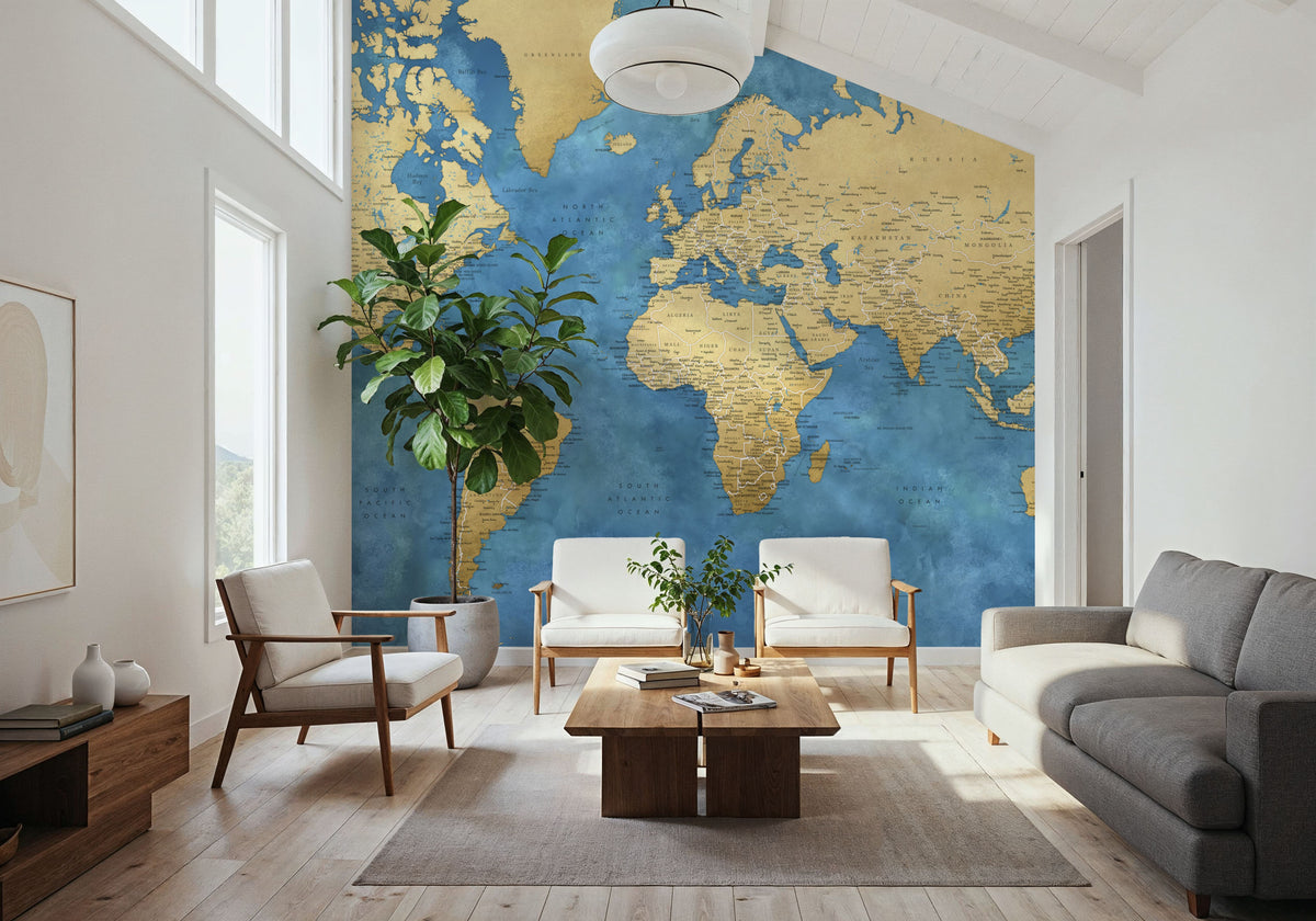 World Map Cities - Ernest Mural Wallpaper - room preview 03