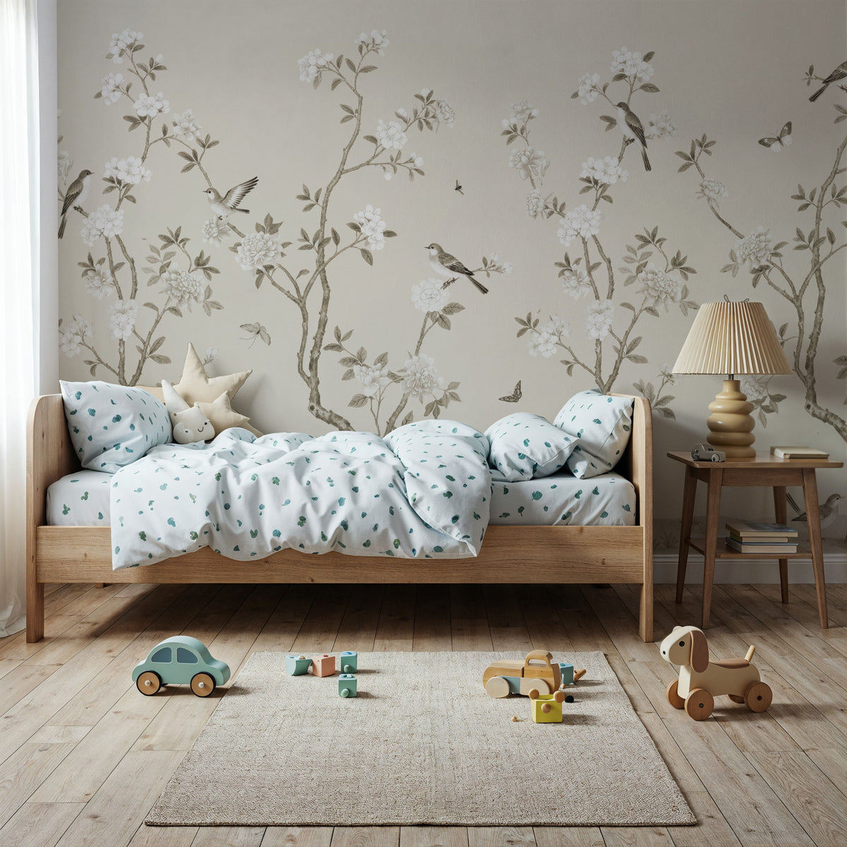 Peony Tree, Ivory Mural Wallpaper - room preview 03