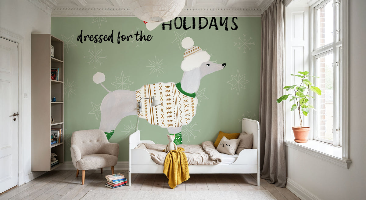 Puppy It's Cold Outside IV Mural Wallpaper - room preview 03