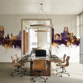 Minsk Belarus Skyline Purple & Gold Mural Wallpaper - room preview 03