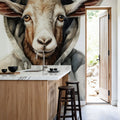 Watercolor Cartoon Goat in a Hoodie Mural Wallpaper - room preview 03