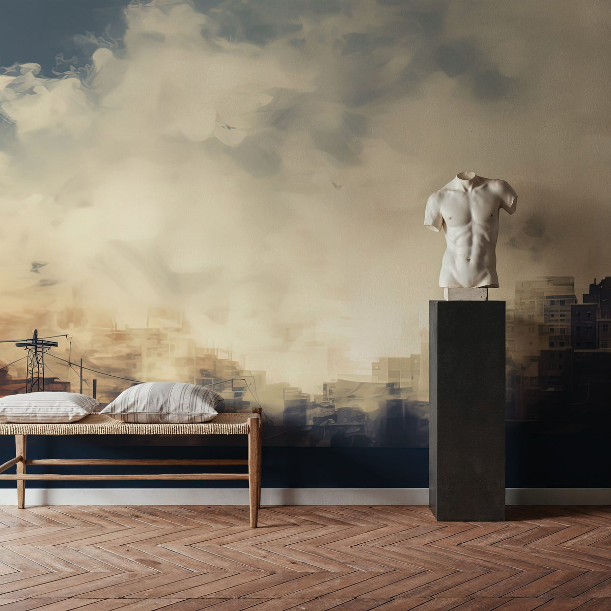 Sunny Cloudy Weather Mural Wallpaper - room preview 03