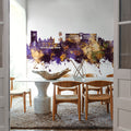 Oban Scotland Skyline Purple & Gold Mural Wallpaper - room preview 03