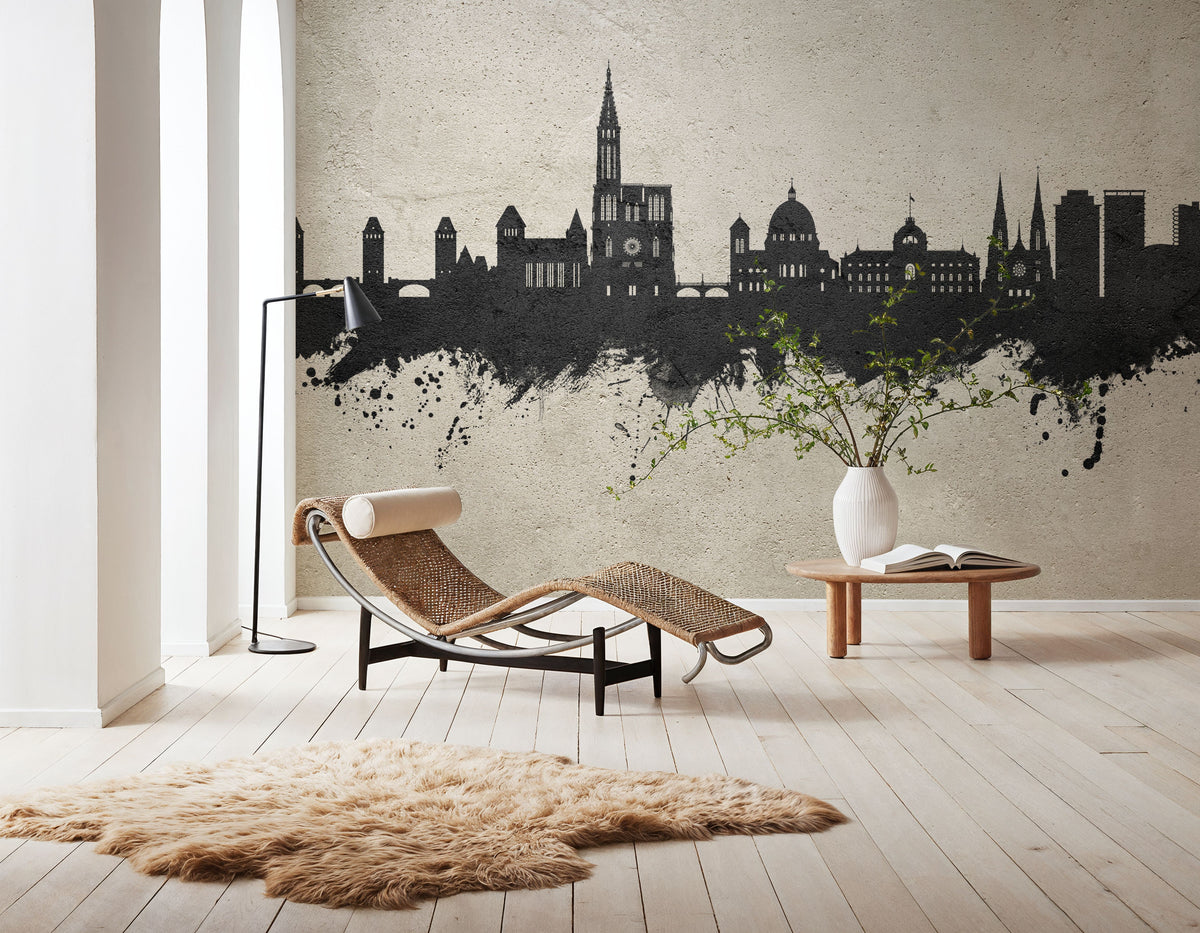 Strasbourg France Skyline Concrete Mural Wallpaper - room preview 03