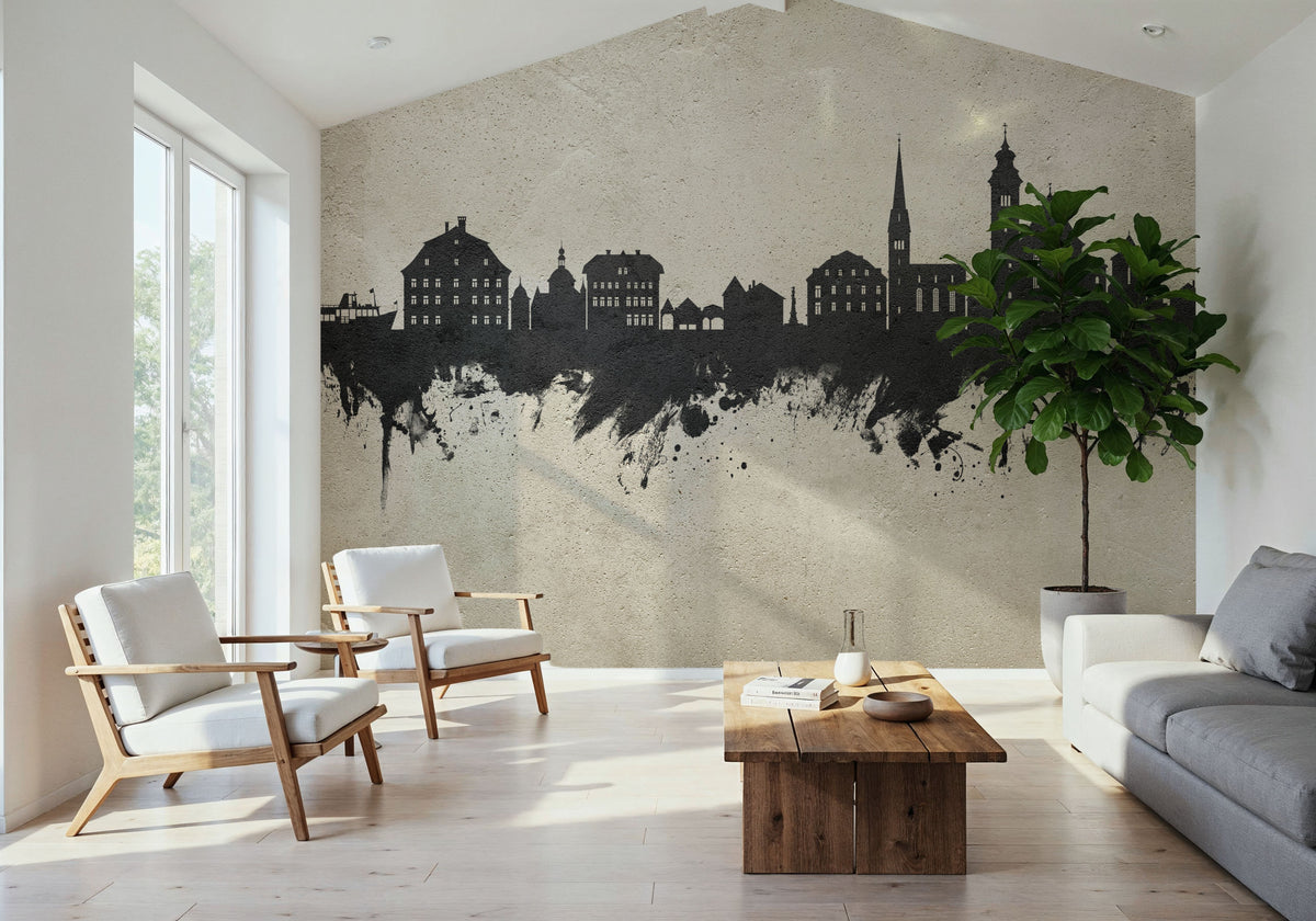 Hallstatt Austria Skyline Concrete Mural Wallpaper - room preview 03