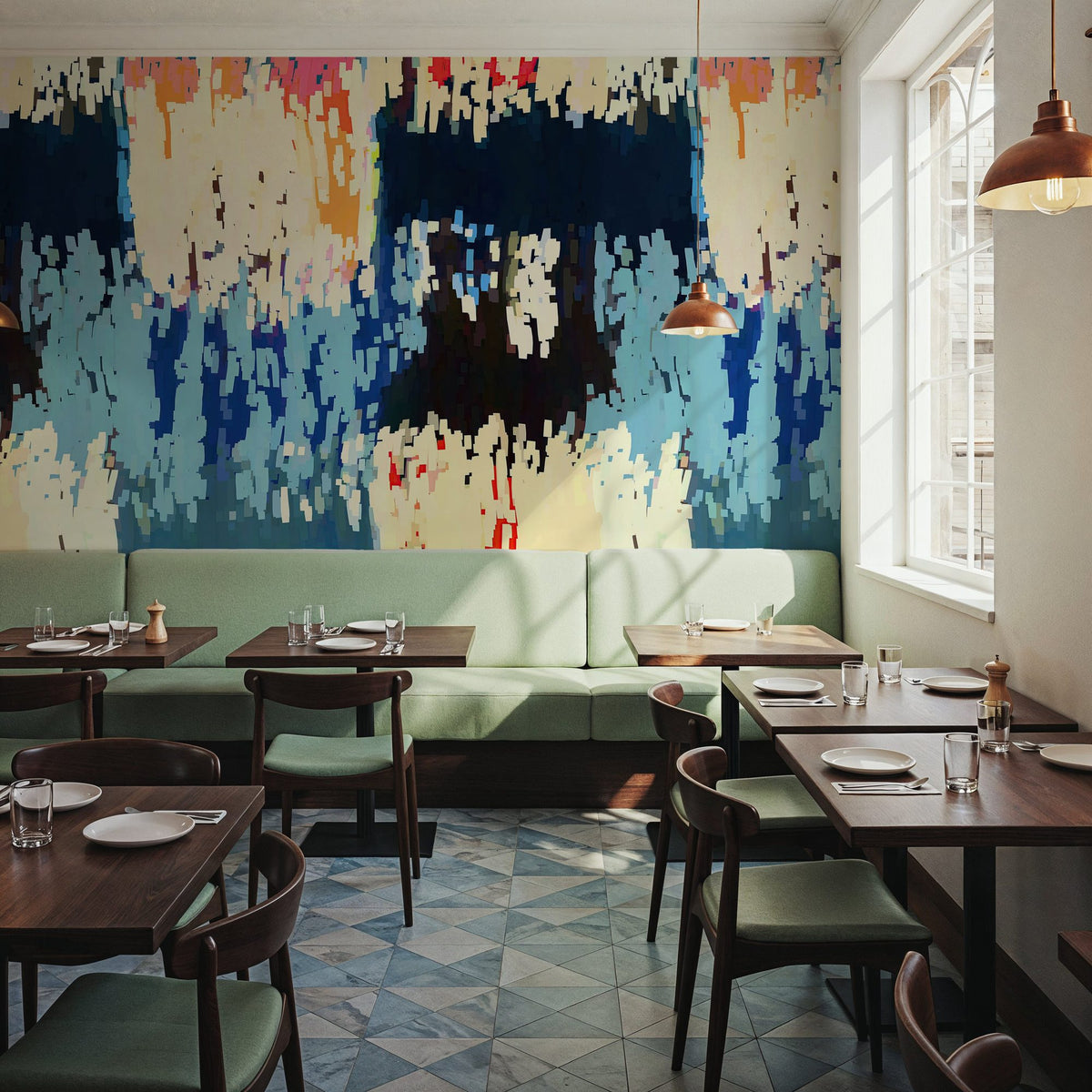 Digital Cascade Mural Wallpaper - room preview 03