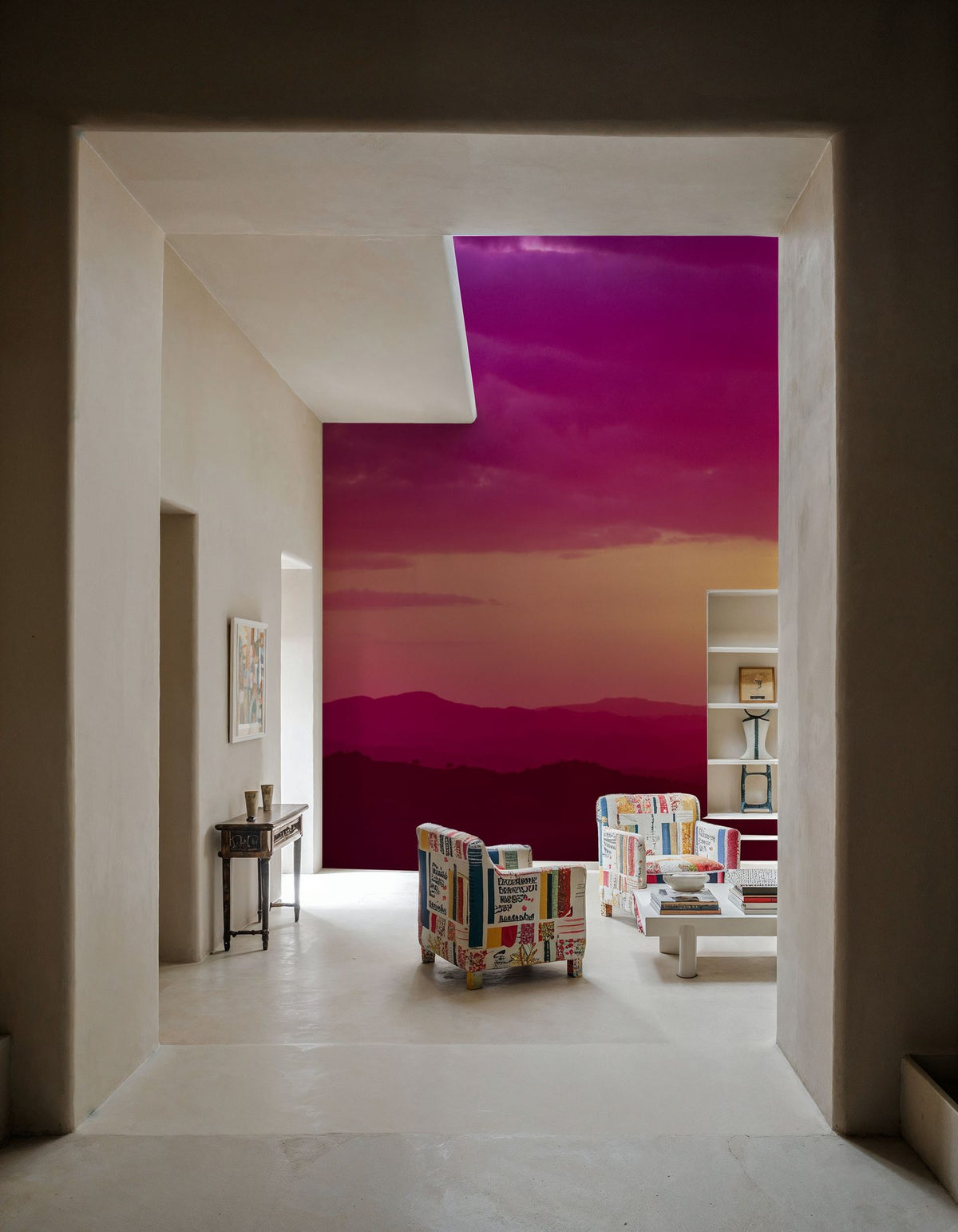 Magenta Twilight Peaks Mural Wallpaper - room preview 03