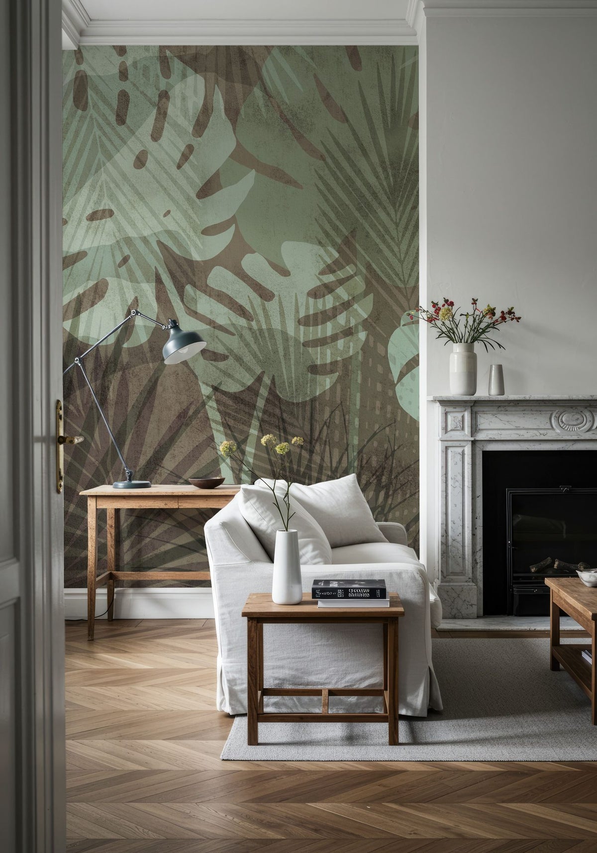 Big Monstera Leaves, Earth Mural Wallpaper - room preview 03
