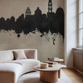 Santorini Skyline Concrete Mural Wallpaper - room preview 03