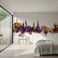 Schaffhausen Switzerland Skyline Purple & Gold Mural Wallpaper - room preview 03