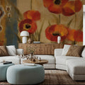 Ikat Floral Tapestry Mural Wallpaper - room preview 03
