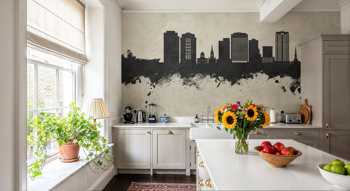 Norfolk Virginia Skyline Concrete Mural Wallpaper - room preview 03
