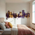 Savannah Georgia Skyline Purple & Gold Mural Wallpaper - room preview 03